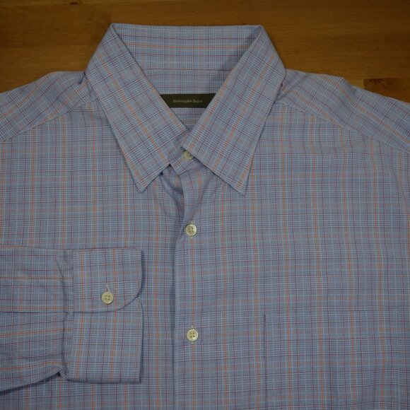 $790 NWT ERMENEGILDO ZEGNA COTTON MEN BLUE LONG SLEEVE SHIRT MEN XXL ITALY - Picture 6 of 13